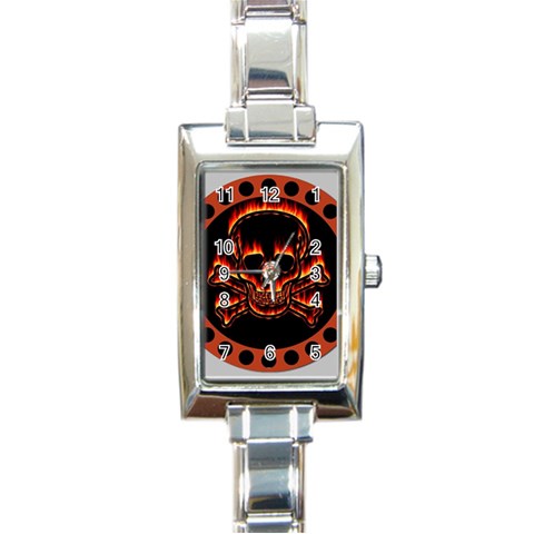 skullwatch4 Rectangular Italian Charm Watch from ArtsNow.com Front