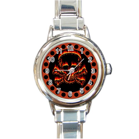 skullwatch4 Round Italian Charm Watch from ArtsNow.com Front