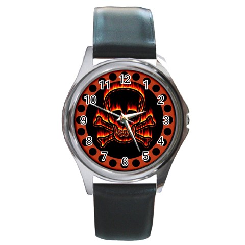 skullwatch4 Round Metal Watch from ArtsNow.com Front