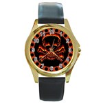 skullwatch4 Round Gold Metal Watch