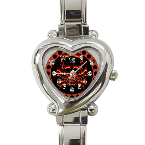 skullwatch4 Heart Italian Charm Watch from ArtsNow.com Front