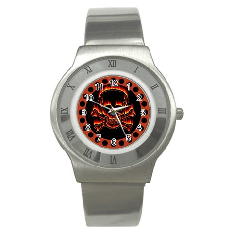 skullwatch4 Stainless Steel Watch from ArtsNow.com Front