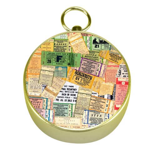 Retro Concert Tickets Gold Compass from ArtsNow.com Front