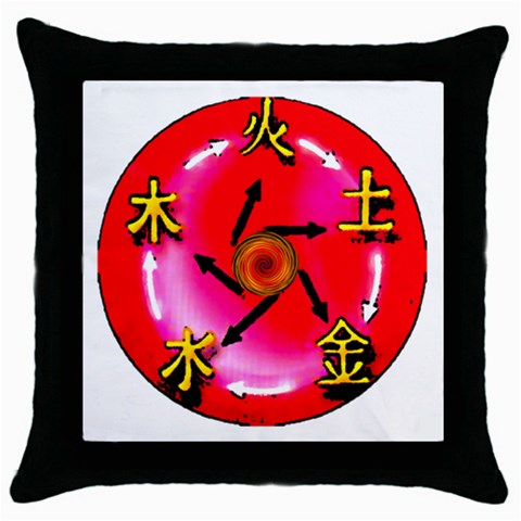 5 Elements Throw Pillow Case (Black) from ArtsNow.com Front