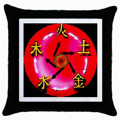 5 Elements Throw Pillow Case (Black) from ArtsNow.com Front