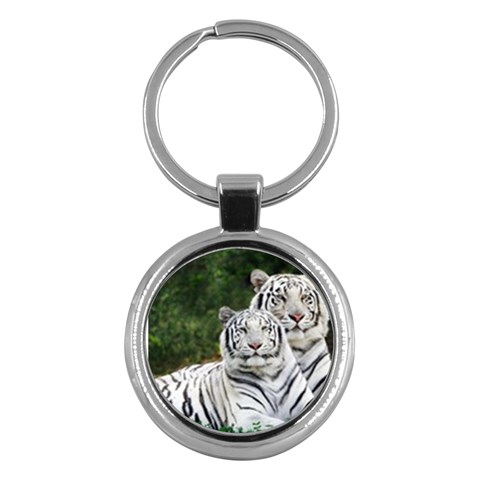 White Tiger Key Chain (Round) from ArtsNow.com Front