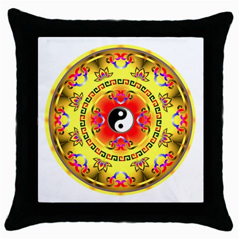 YinYang Throw Pillow Case (Black) from ArtsNow.com Front