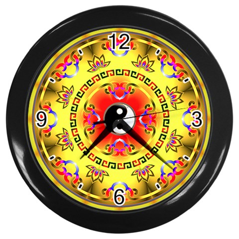 YinYang Wall Clock (Black with 4 black numbers) from ArtsNow.com Front