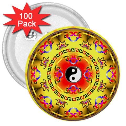 YinYang 3  Button (100 pack) from ArtsNow.com Front