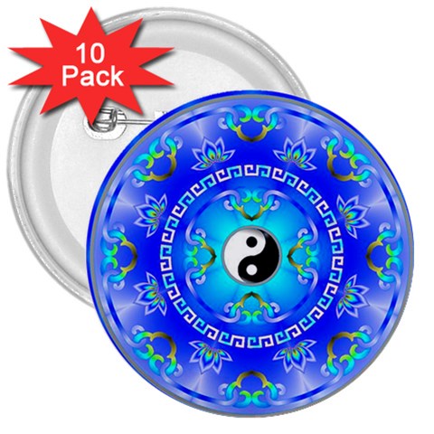 YinYang 3  Button (10 pack) from ArtsNow.com Front