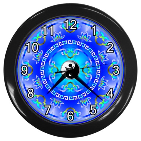YinYang Wall Clock (Black with 12 white numbers) from ArtsNow.com Front