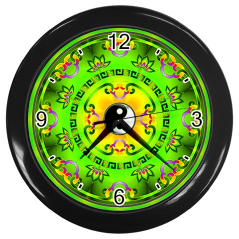 YinYang Wall Clock (Black with 4 black numbers) from ArtsNow.com Front