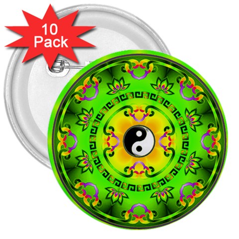YinYang 3  Button (10 pack) from ArtsNow.com Front