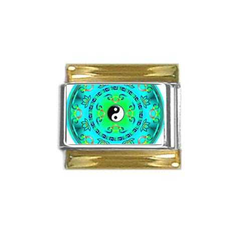 YinYang Gold Trim Italian Charm (9mm) from ArtsNow.com Front