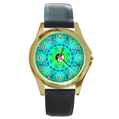 YinYang Round Gold Metal Watch from ArtsNow.com Front