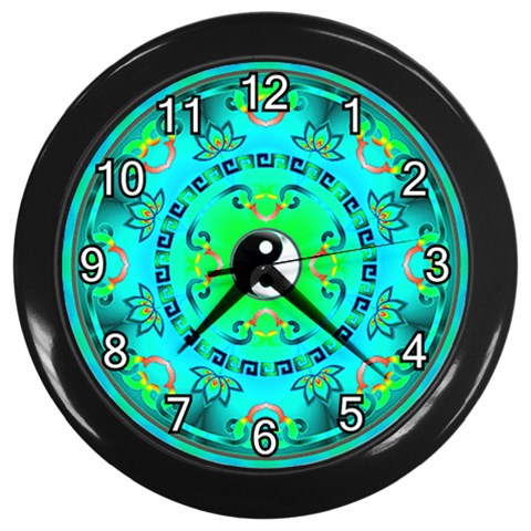 YinYang Wall Clock (Black with 12 white numbers) from ArtsNow.com Front