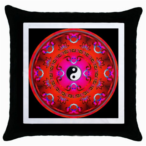 YinYang Throw Pillow Case (Black) from ArtsNow.com Front