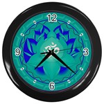 OM Lotus Wall Clock (Black with 4 black numbers)