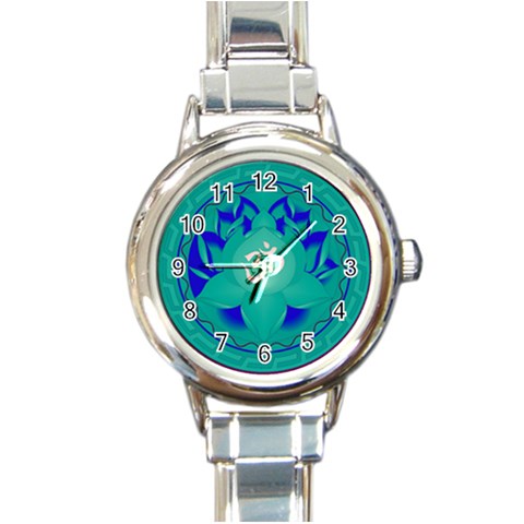 OM Lotus Round Italian Charm Watch from ArtsNow.com Front