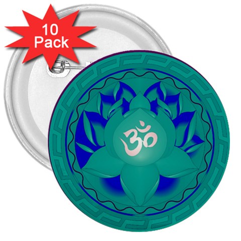 OM Lotus 3  Button (10 pack) from ArtsNow.com Front