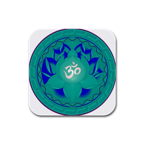 OM Lotus Rubber Square Coaster (4 pack) from ArtsNow.com Front