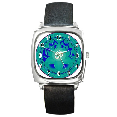 OM Lotus Square Metal Watch from ArtsNow.com Front