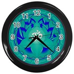 OM Lotus Wall Clock (Black with 12 black numbers)