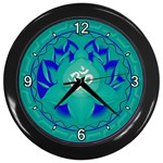 OM Lotus Wall Clock (Black with 4 white numbers)