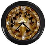 OM Lotus Wall Clock (Black with 4 black numbers)