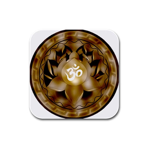 OM Lotus Rubber Square Coaster (4 pack) from ArtsNow.com Front
