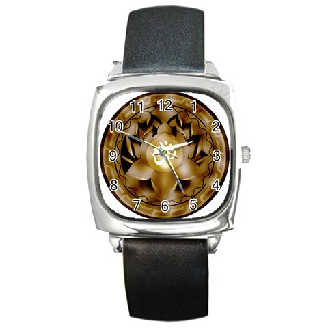 OM Lotus Square Metal Watch from ArtsNow.com Front