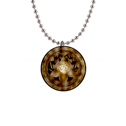 OM Lotus 1  Button Necklace from ArtsNow.com Front