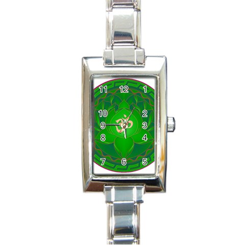OM Lotus Rectangular Italian Charm Watch from ArtsNow.com Front