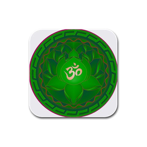 OM Lotus Rubber Square Coaster (4 pack) from ArtsNow.com Front