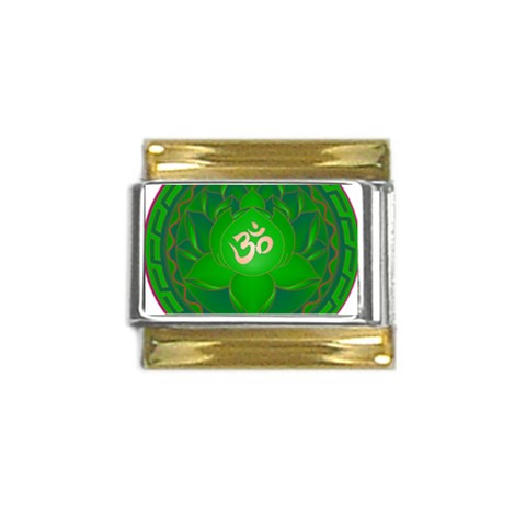 OM Lotus Gold Trim Italian Charm (9mm) from ArtsNow.com Front