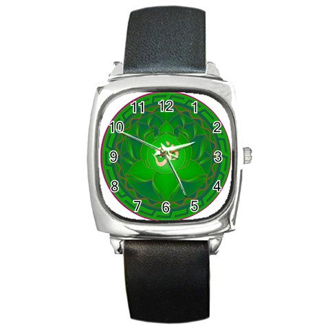 OM Lotus Square Metal Watch from ArtsNow.com Front