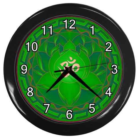 OM Lotus Wall Clock (Black with 12 white numbers) from ArtsNow.com Front
