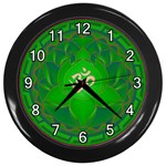OM Lotus Wall Clock (Black with 12 white numbers)
