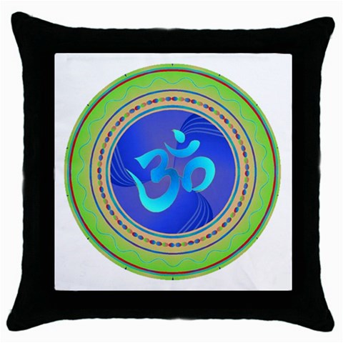 OM mandala Throw Pillow Case (Black) from ArtsNow.com Front