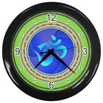 OM mandala Wall Clock (Black with 4 black numbers)