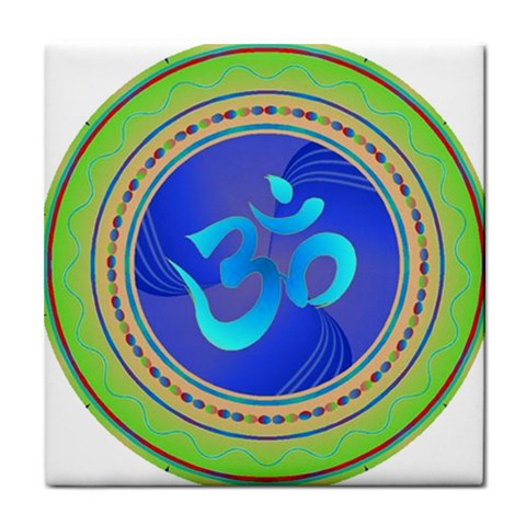 OM mandala Tile Coaster from ArtsNow.com Front