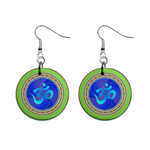 OM mandala 1  Button Earrings from ArtsNow.com Front