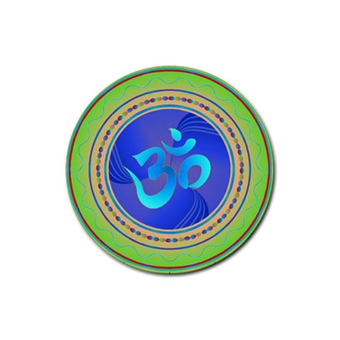 OM mandala Rubber Round Coaster (4 pack) from ArtsNow.com Front