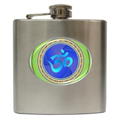 OM mandala Hip Flask (6 oz) from ArtsNow.com Front