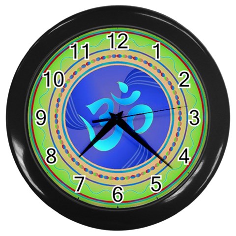 OM mandala Wall Clock (Black with 12 black numbers) from ArtsNow.com Front