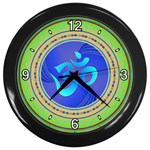 OM mandala Wall Clock (Black with 4 white numbers)