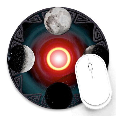 4 Moons Round Mousepad from ArtsNow.com Front