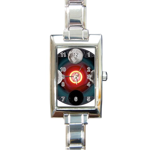4 Moons Rectangular Italian Charm Watch from ArtsNow.com Front