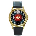 4 Moons Round Gold Metal Watch