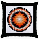 Orange_Sri_Yantra Throw Pillow Case (Black)